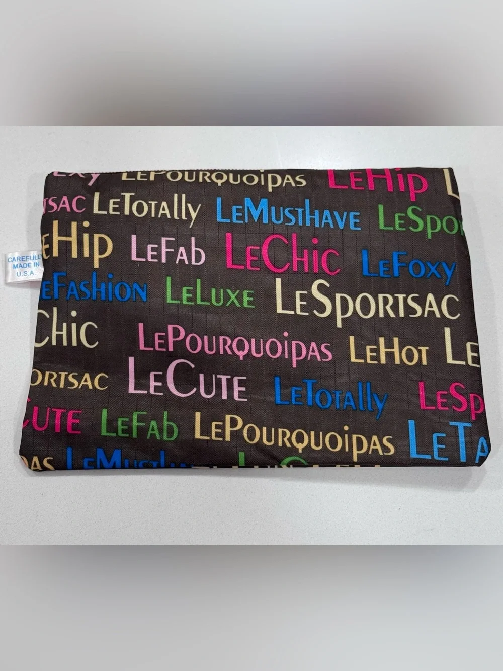 Vintage LeSportsac USA Zip Pouch Cosmetic Bag Logo Print